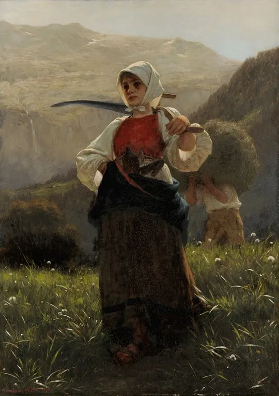 Woman Of The Haslital Returning From The Hay Harvest