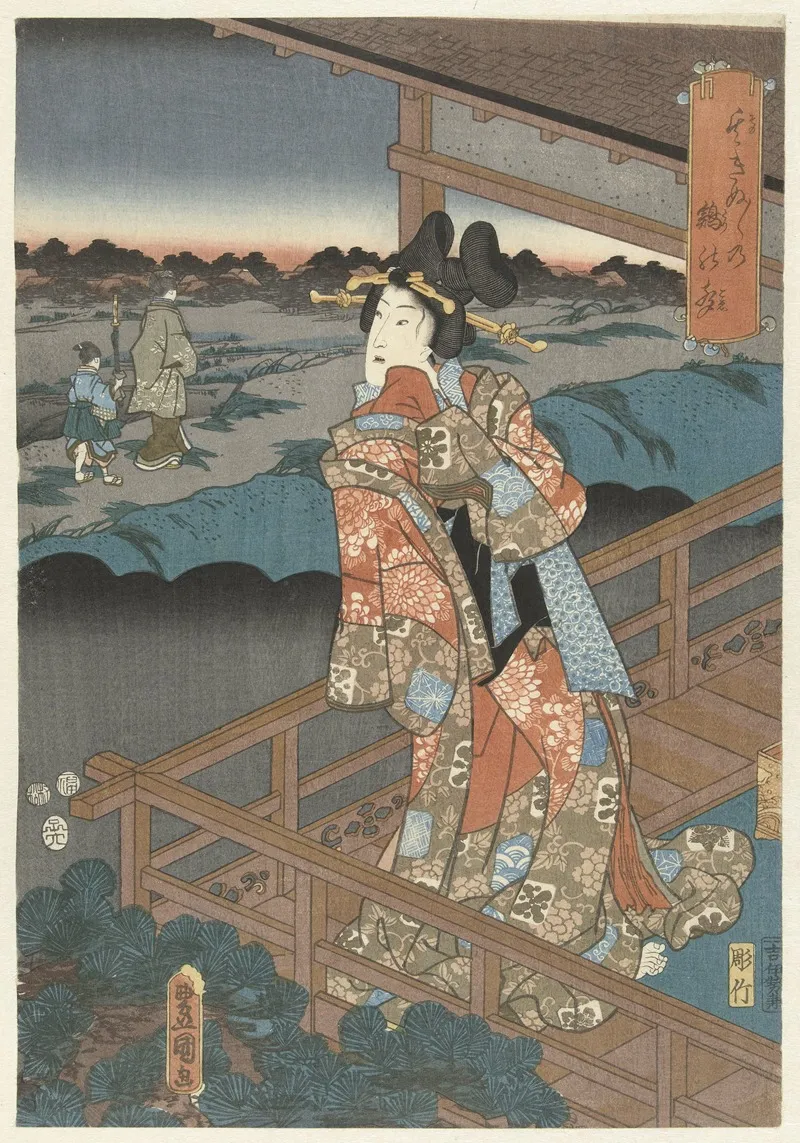 Woman On Balcony Wall Art by Utagawa Kunisada (Toyokuni III) - High-Resolution Digital Print