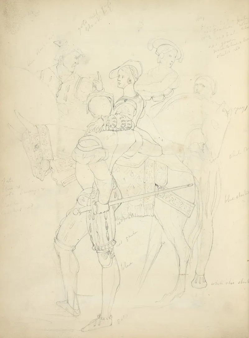 Woman On Horseback With Man Standing Beside Her With Arm Around Her Waist Views Of Their Heads