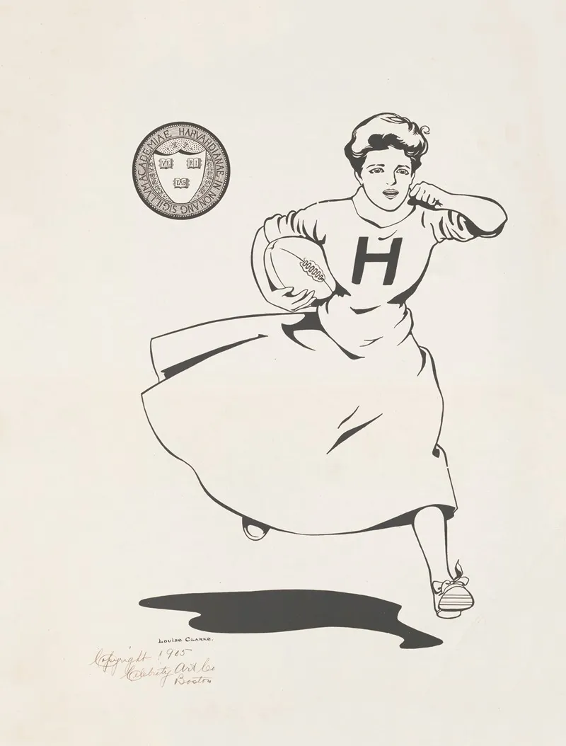 Woman Playing Football Harvard University Wall Art by Louise Clarke - High-Resolution Digital Print