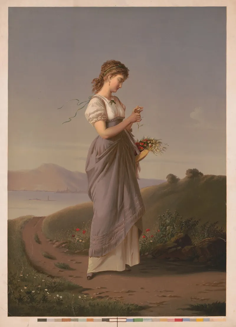 Woman Plucking Pedal From Daisy Wall Art by Colton, Zahm &amp; Roberts - High-Resolution Digital Print