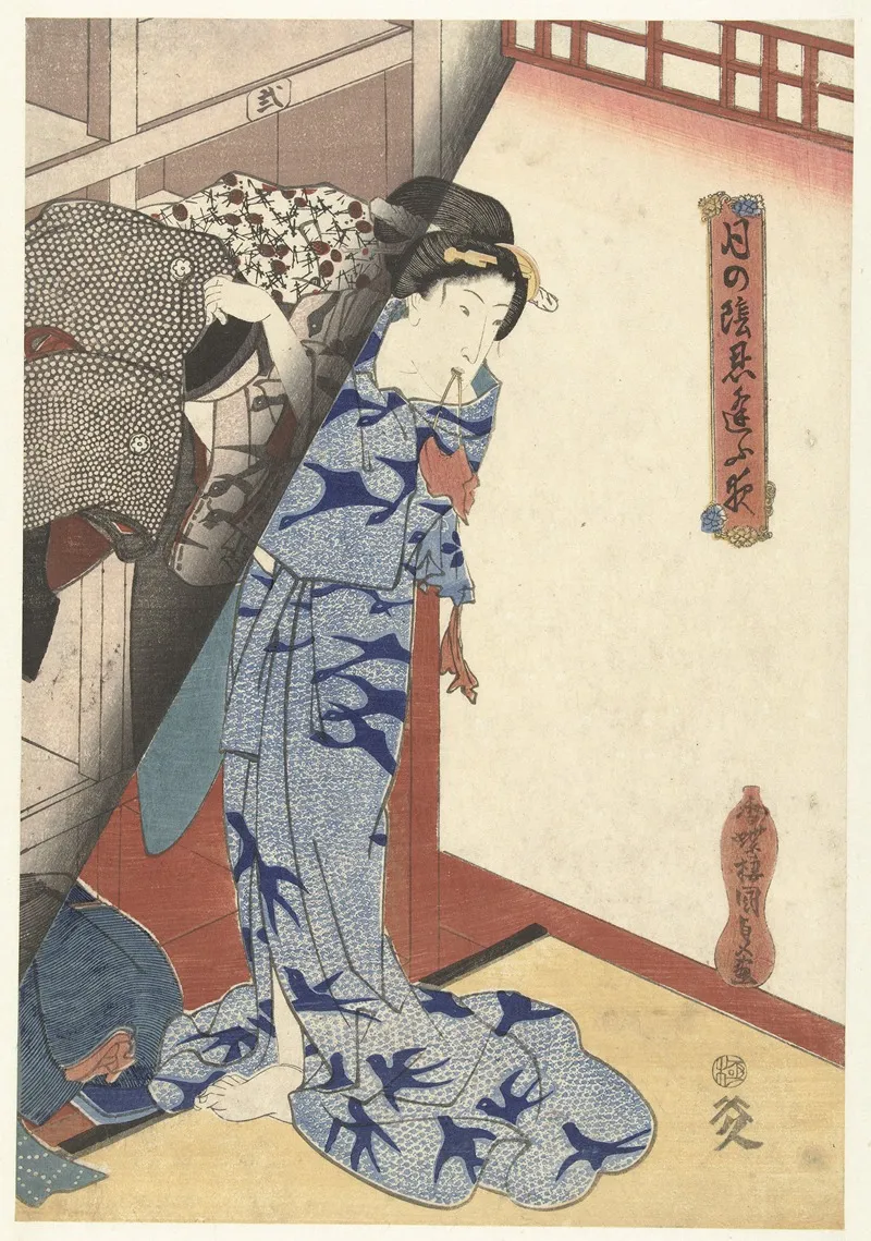 Woman Putting Away A Kimono Wall Art by Utagawa Kunisada (Toyokuni III) - High-Resolution Digital Print