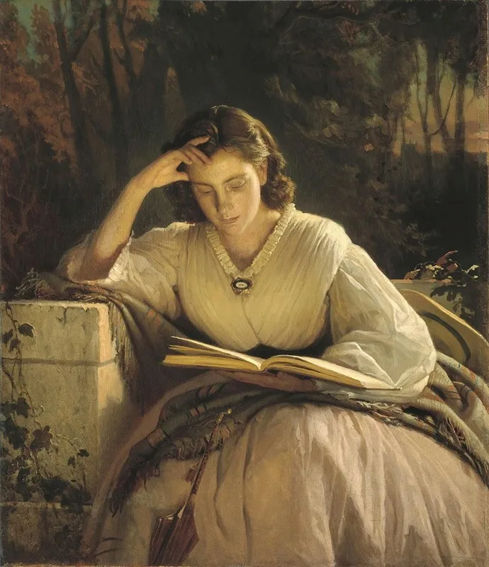 Woman Reading Portrait Of The Artists Wife Wall Art by Ivan Kramskoi - High-Resolution Digital Print