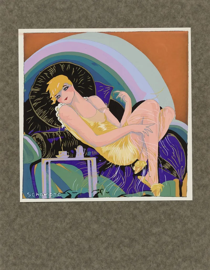 Woman Reclining On A Couch Wall Art by S. Chompré - High-Resolution Digital Print
