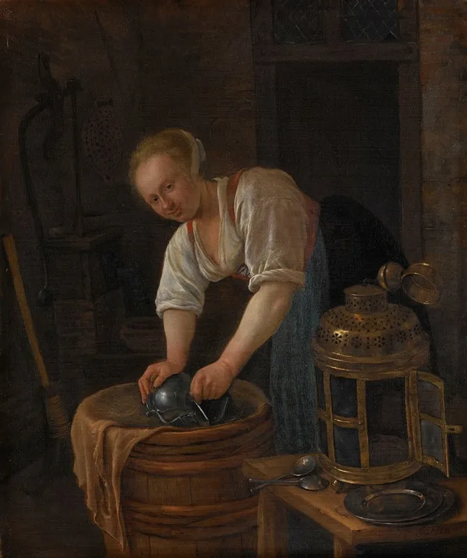 Woman Scouring Metalware