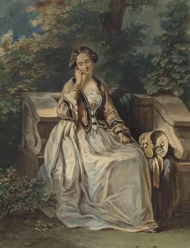 Woman Seated In A Bower
