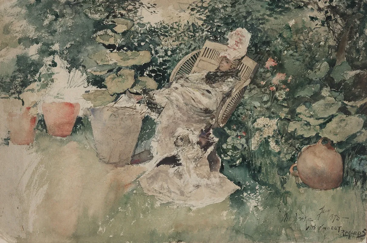 Woman Seated In A Garden