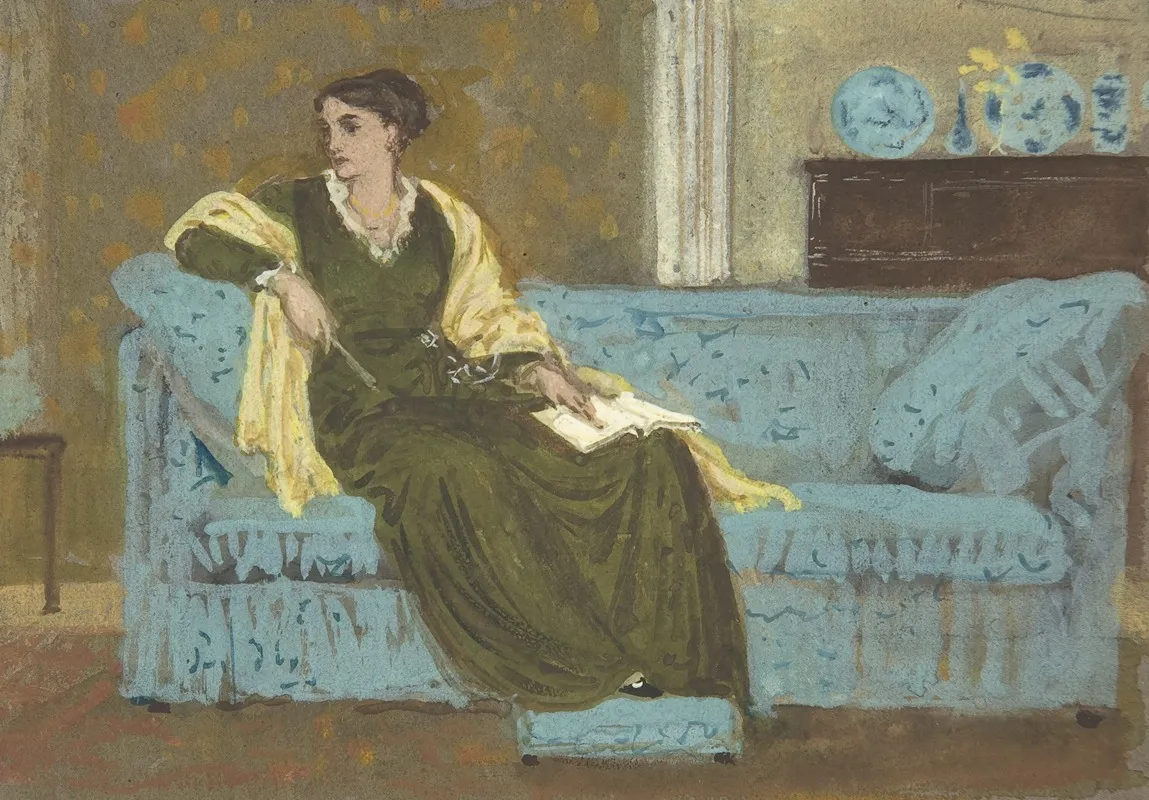 Woman Seated On A Sofa Wall Art by Walter Crane - High-Resolution Digital Print