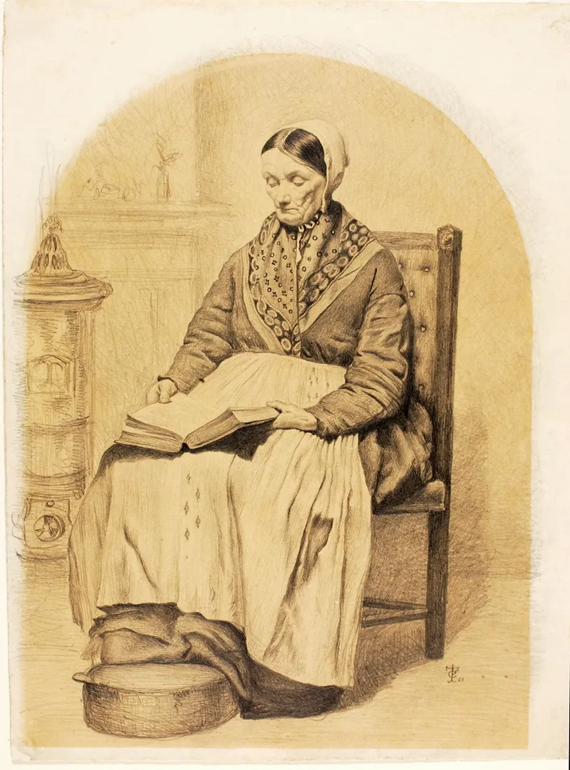 Woman Seated Reading Wall Art by Thomas Charles Farrer - High-Resolution Digital Print