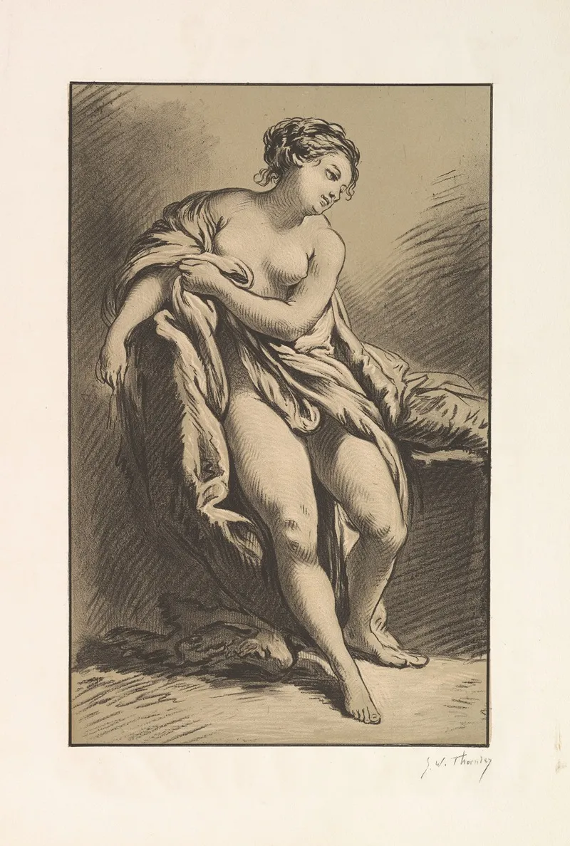Woman Seated With Drapery Wall Art by Georges William Thornley - High-Resolution Digital Print