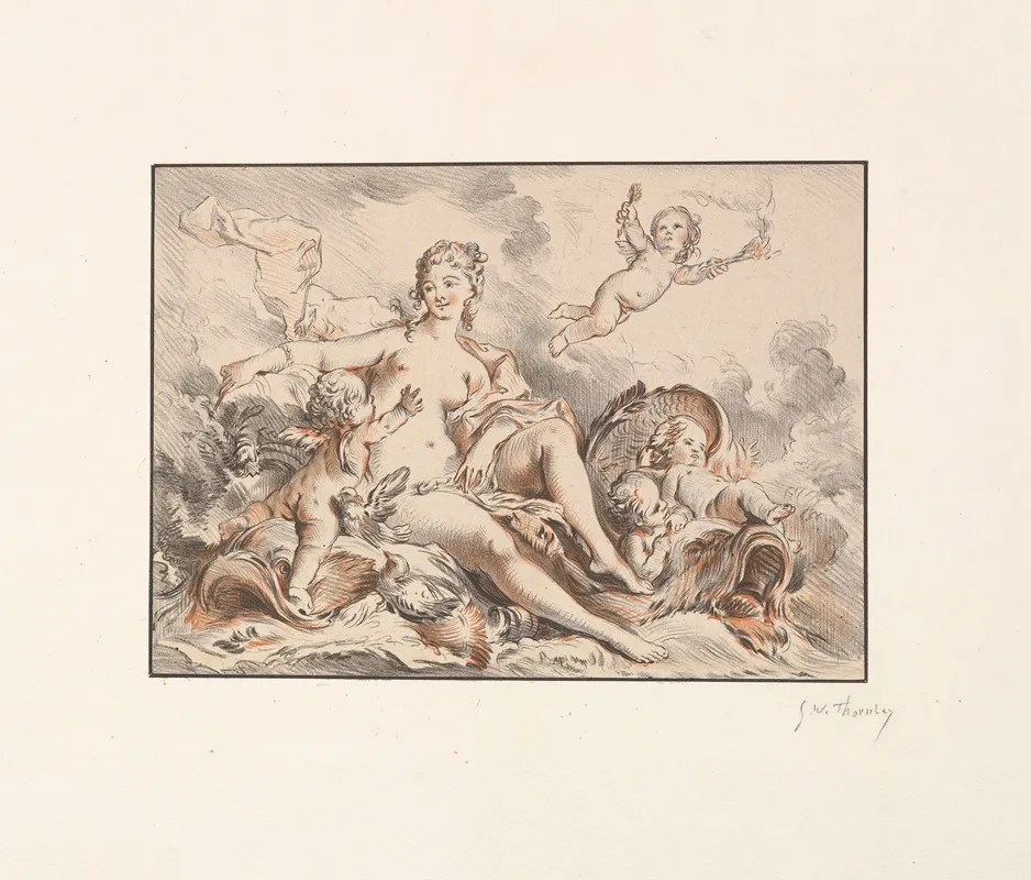 Woman Seated With Four Putti Wall Art by Georges William Thornley - High-Resolution Digital Print