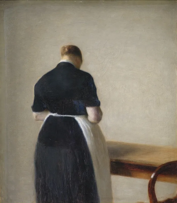 Woman Seen From The Back Wall Art by Vilhelm Hammershøi - Canvas Print