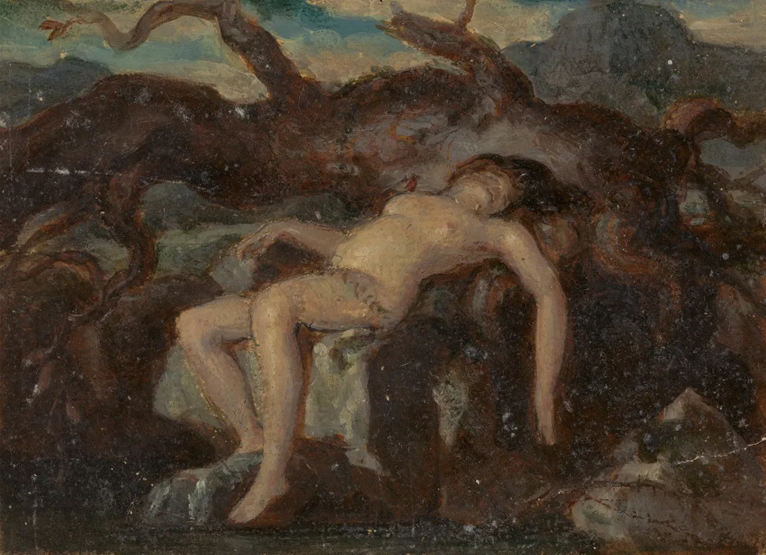 Woman Sleeping In The Nude In A Wooded Landscape Wall Art by Robert Smirke - High-Resolution Digital Print