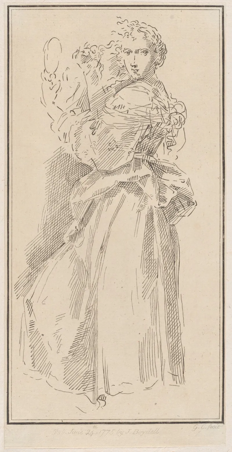 Woman Standing Holding A Mirror Wall Art by Giuseppe Canale - High-Resolution Digital Print