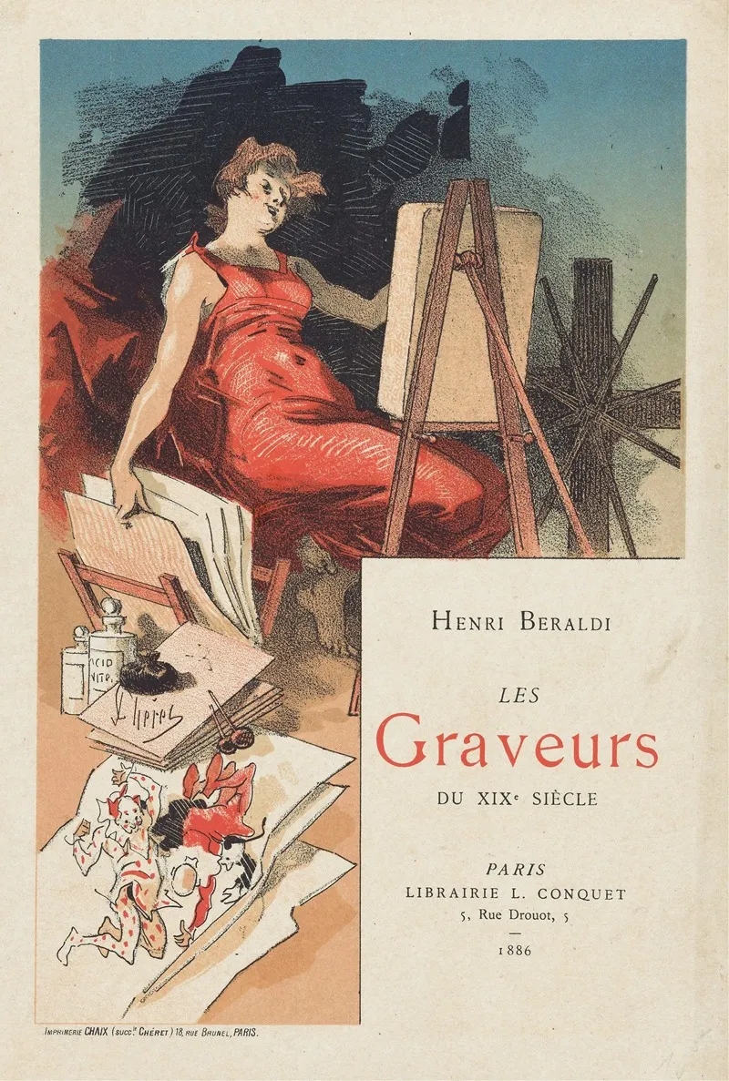 Woman Surrounded By A Printmakers Tools And Materials