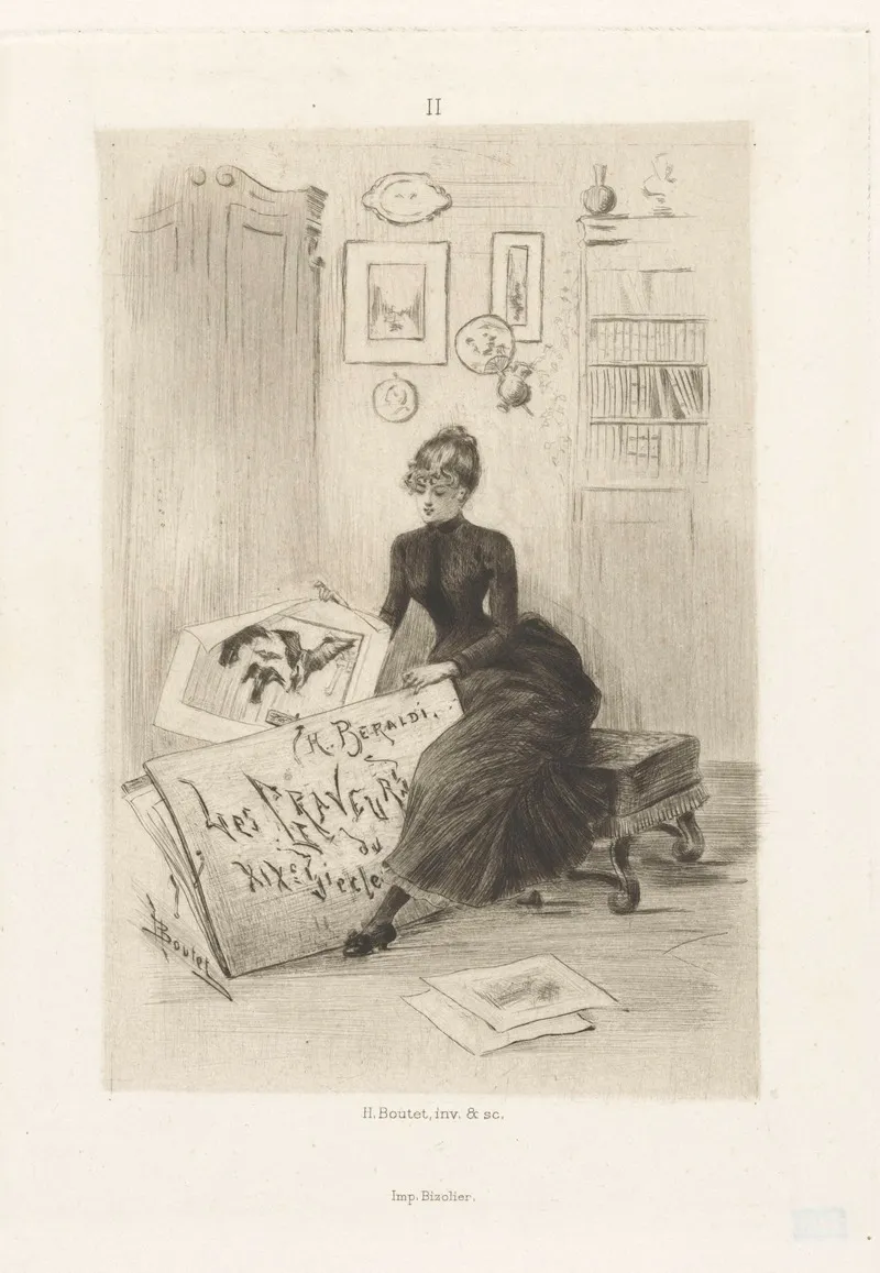 Woman Takes A Print From A Portfolio by Henri Boutet - High-Resolution Digital Print