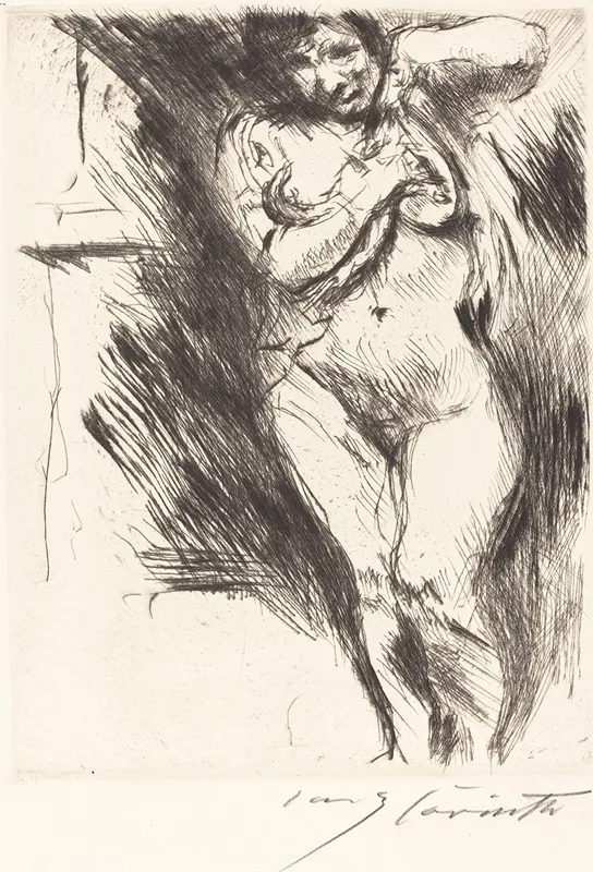 Woman Undressing Akt Mit Hochgehobenem Hemd Wall Art by Lovis Corinth - High-Resolution Digital Print