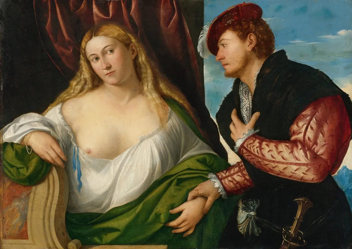 Woman Visited By Her Lover Wall Art by Bernardino Licinio - High-Resolution Digital Print