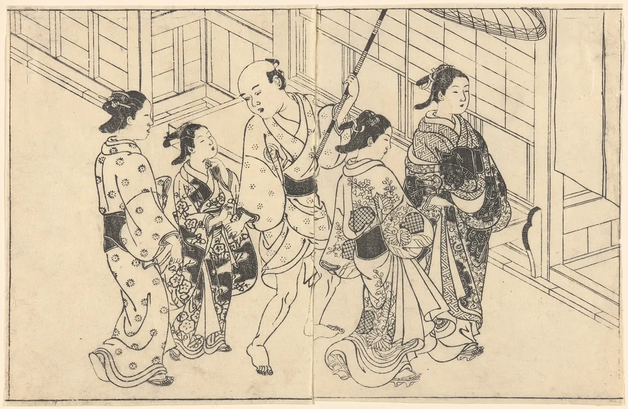 Woman Walking With Attendants