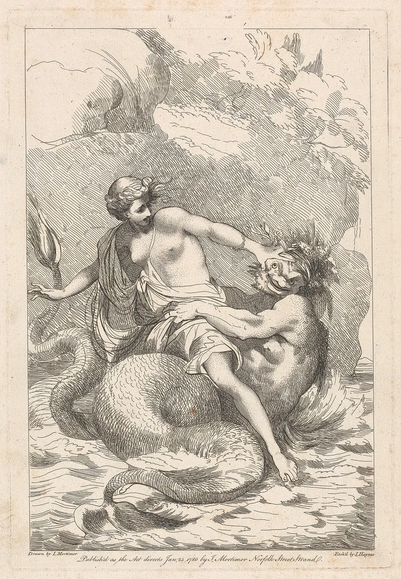 Woman Warding Off Monster