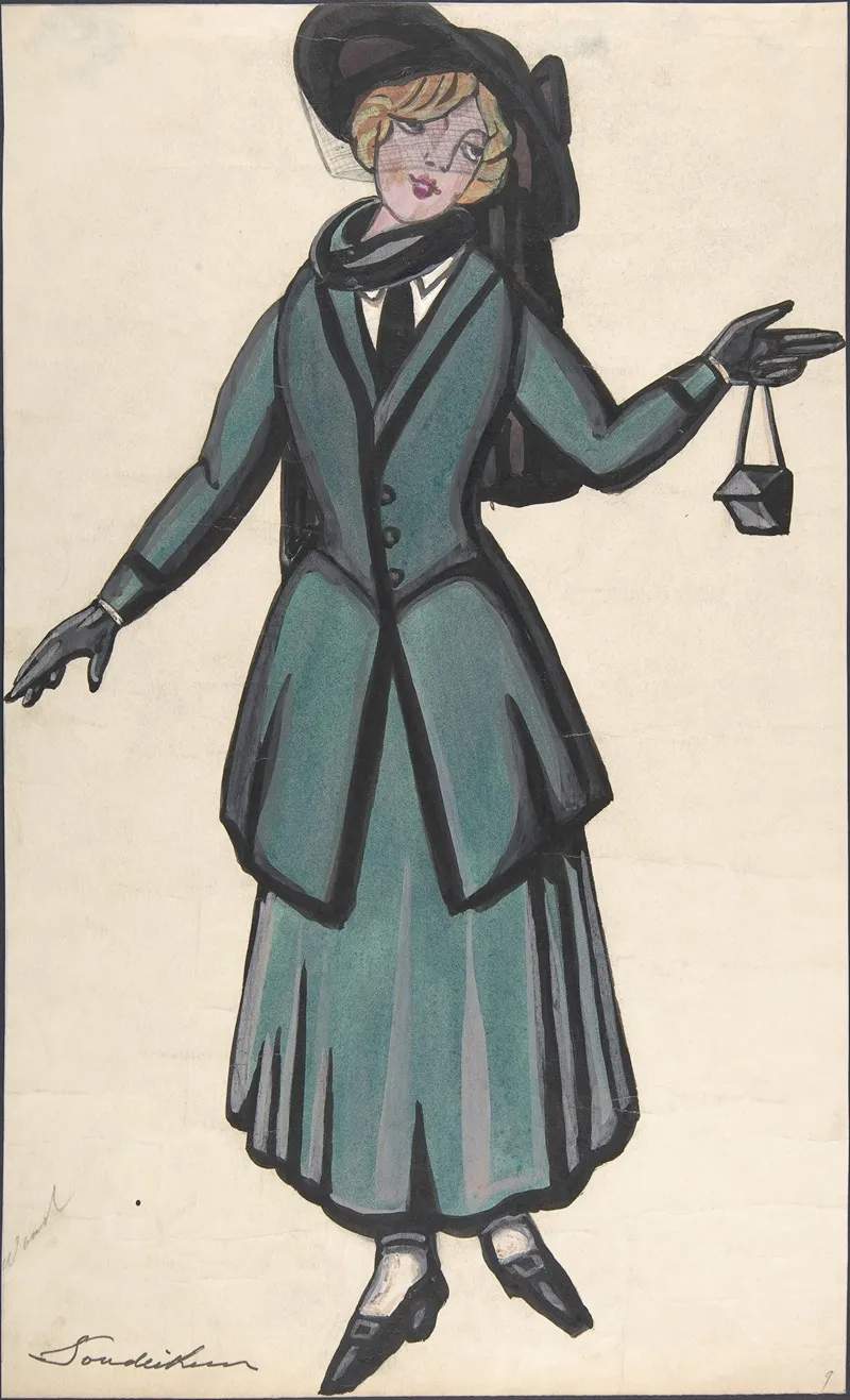 Woman Wearing A Blue Green Suit