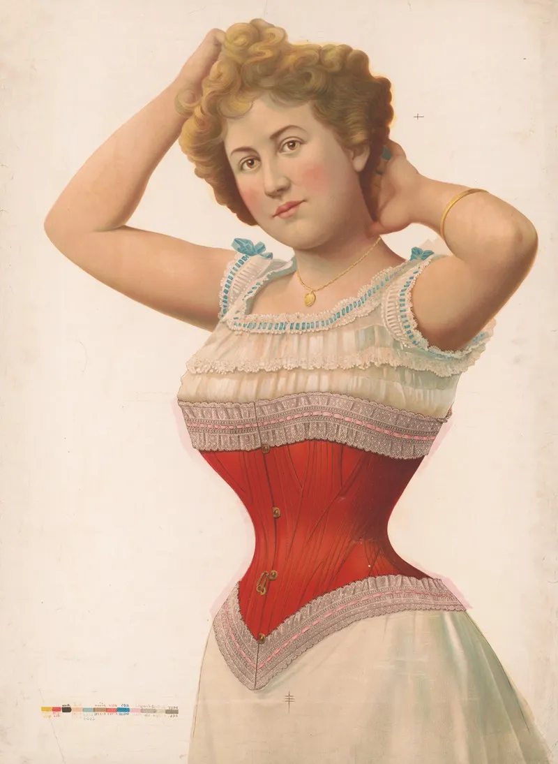 Woman Wearing A Red Corset Wall Art by F. B. Patterson - High-Resolution Digital Print