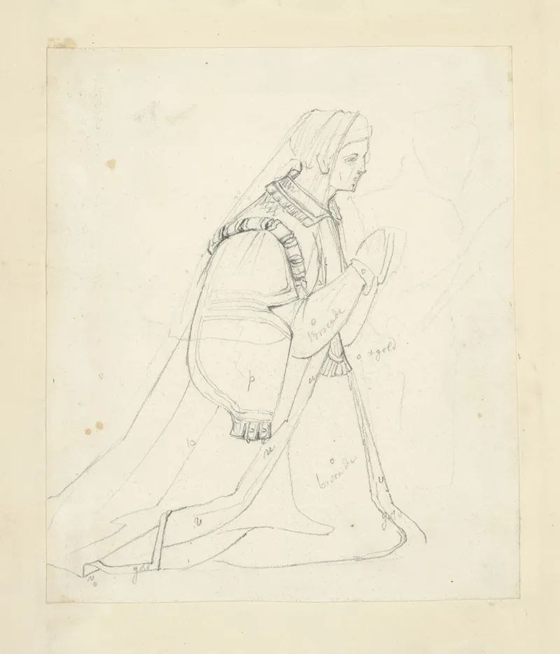 Woman Wearing Veil Kneeling In Prayer