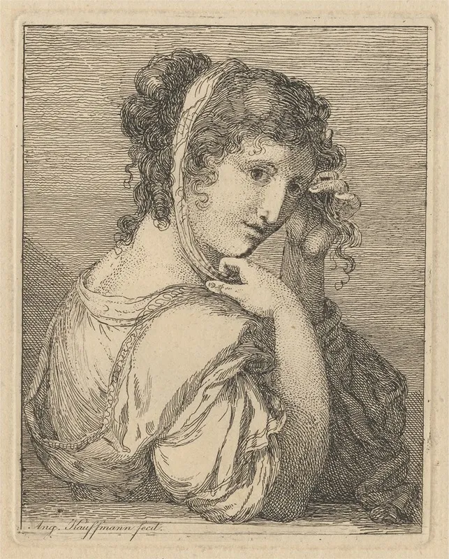 Woman Weeping Beside An Urn Wall Art by Angelica Kauffmann - Canvas Print