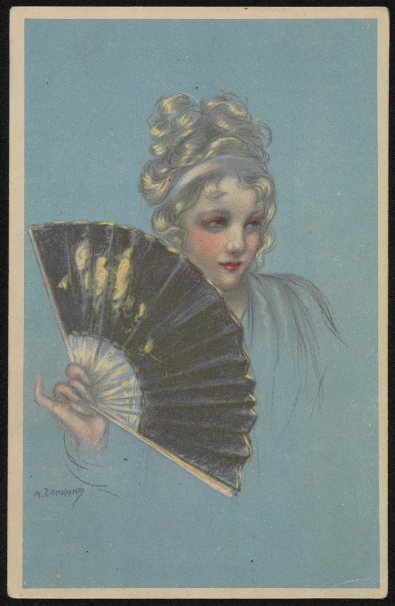 Woman With A Fan 4 Wall Art by Uff. Rev. Stampa - High-Resolution Digital Print