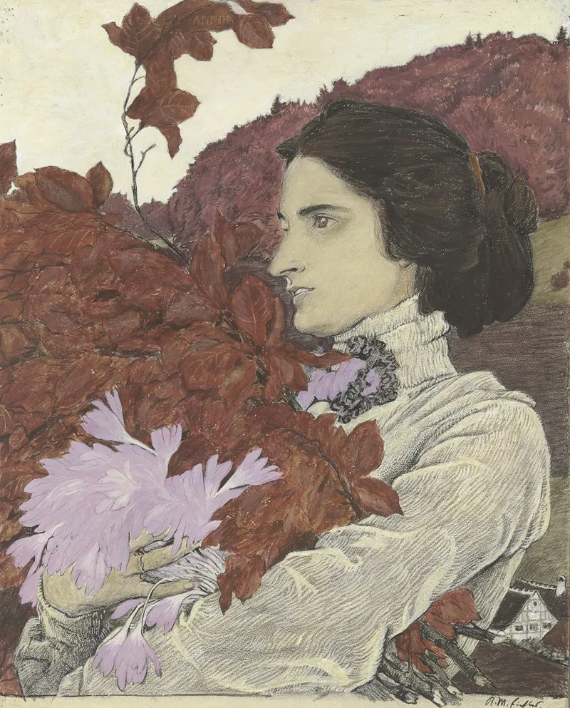 Woman With A Flower Bouquet 2 Wall Art by Reinhold Max Eichler - High-Resolution Digital Print