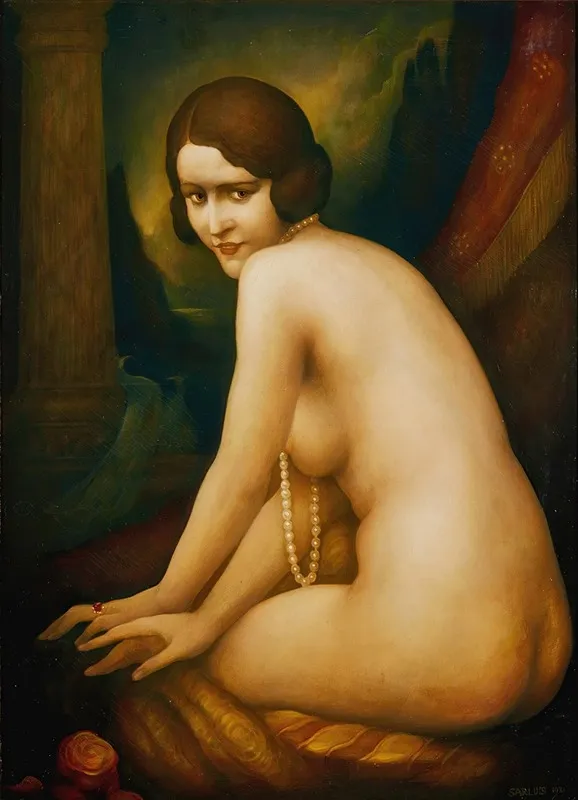 Woman With A Pearl Necklace Wall Art by Léonard Sarluis - High-Resolution Digital Print