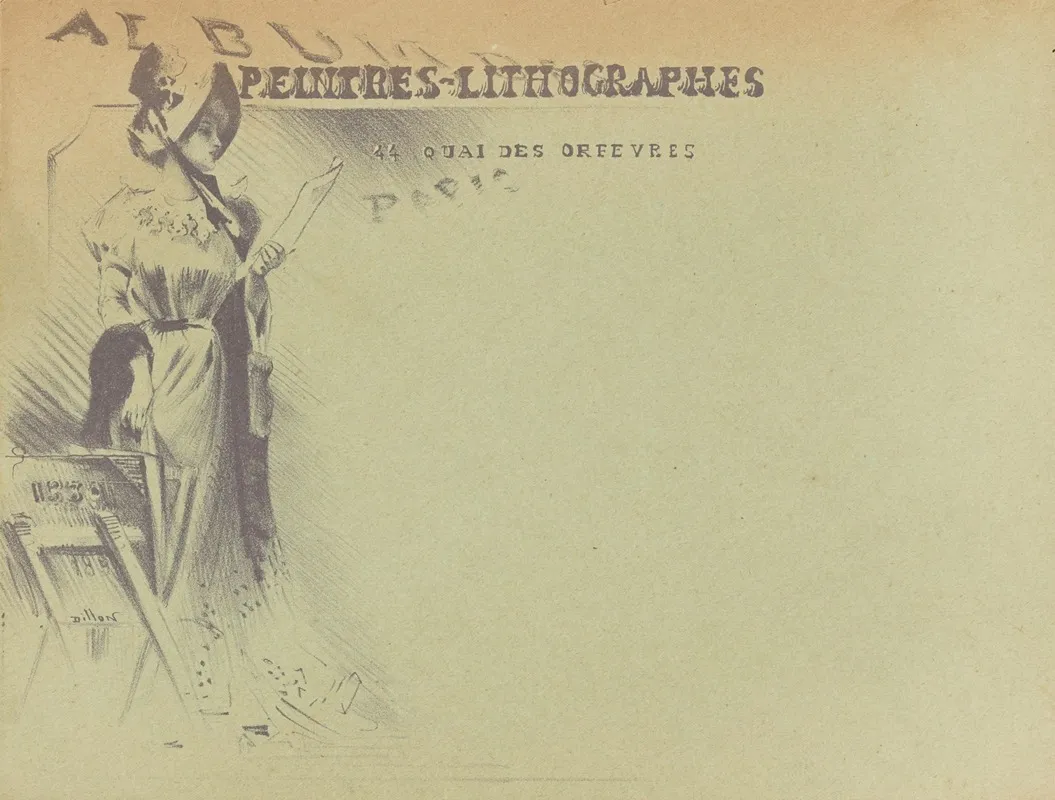 Woman With A Print In Her Hand Next To A Print Stand