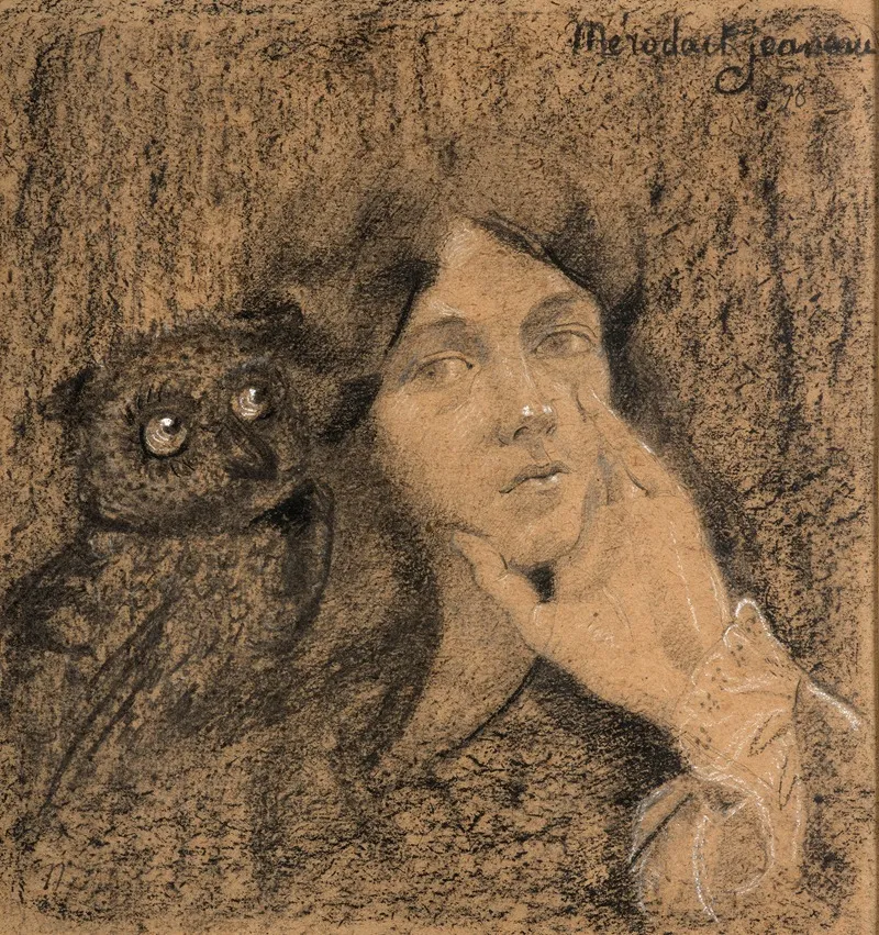 Woman With An Owl Wall Art by Alexis Mérodack-Jeaneau - High-Resolution Digital Print