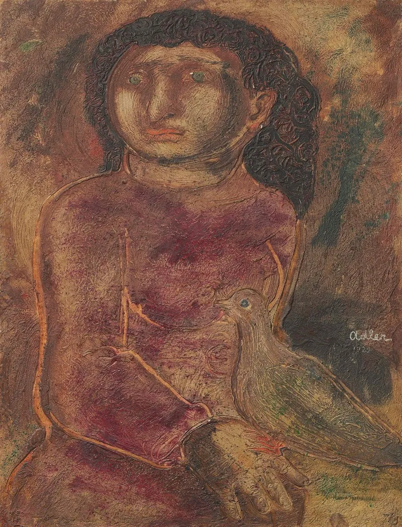 Woman With Dove Wall Art by Jankel Adler - High-Resolution Digital Print