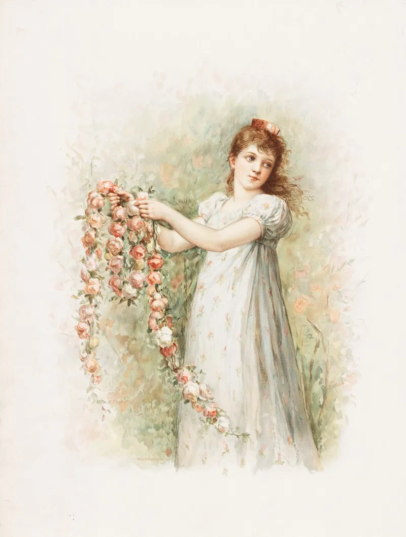Woman With Garland Of Roses