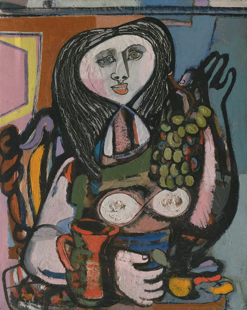 Woman With Grapes Wall Art by Jankel Adler - High-Resolution Digital Print