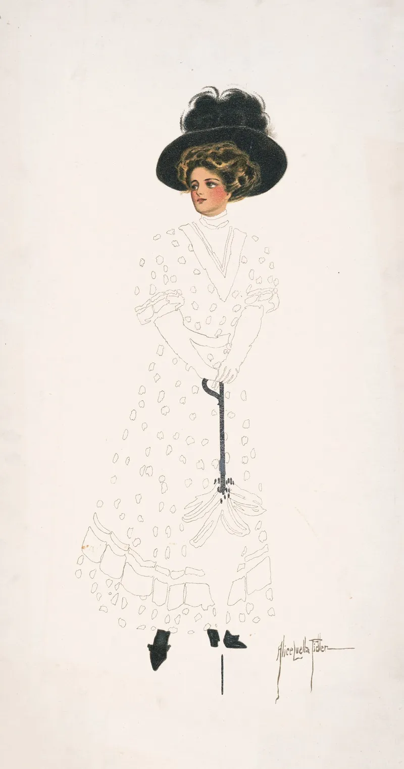 Woman With Hat And Umbrella