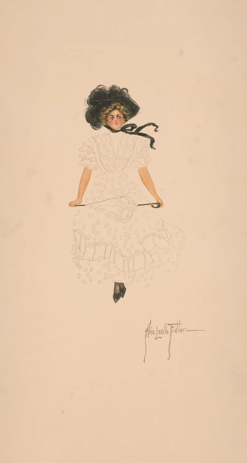 Woman With Parasol And Black Hat 2