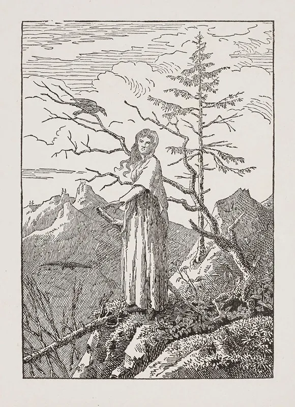 Woman With Raven At The Abyss
