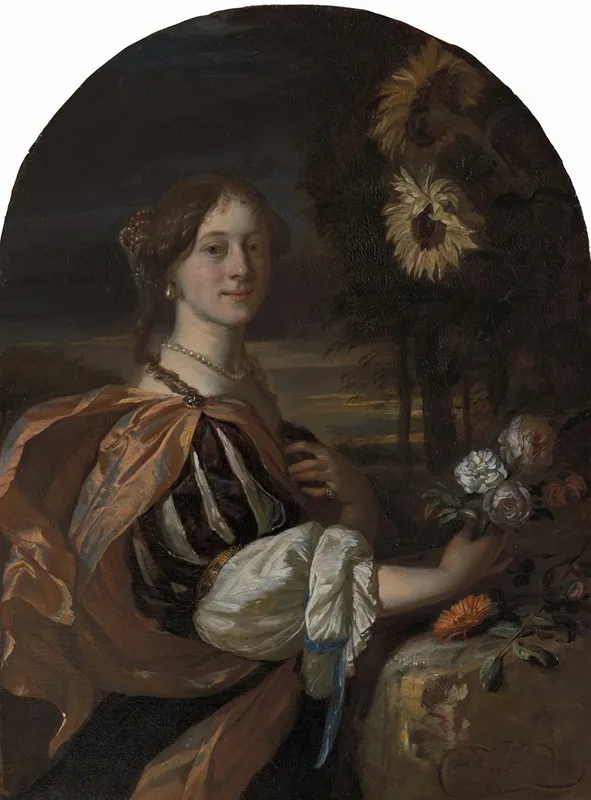 Woman With Sunflowers 2 Wall Art by Carel de Moor II - High-Resolution Digital Print