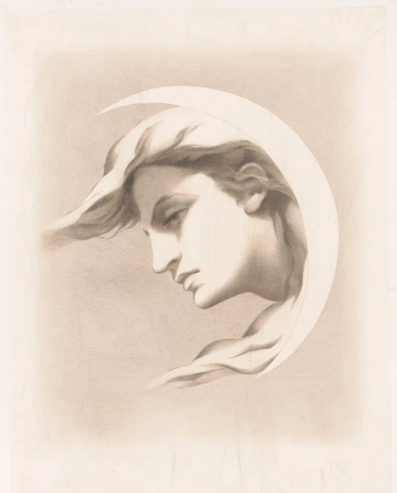 Womans Face With Crescant Wall Art by Doll &amp; Richards - High-Resolution Digital Print