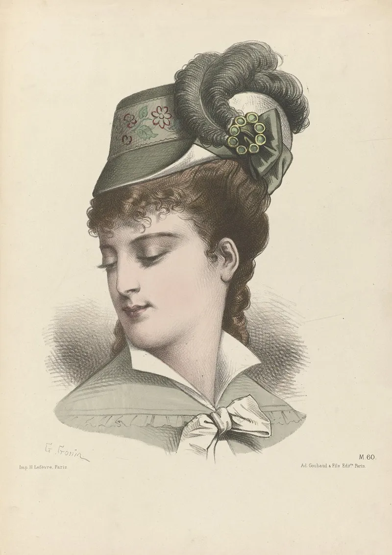Womans Head With Ostrich Feather Hat Wall Art by Guido Gonin - High-Resolution Digital Print