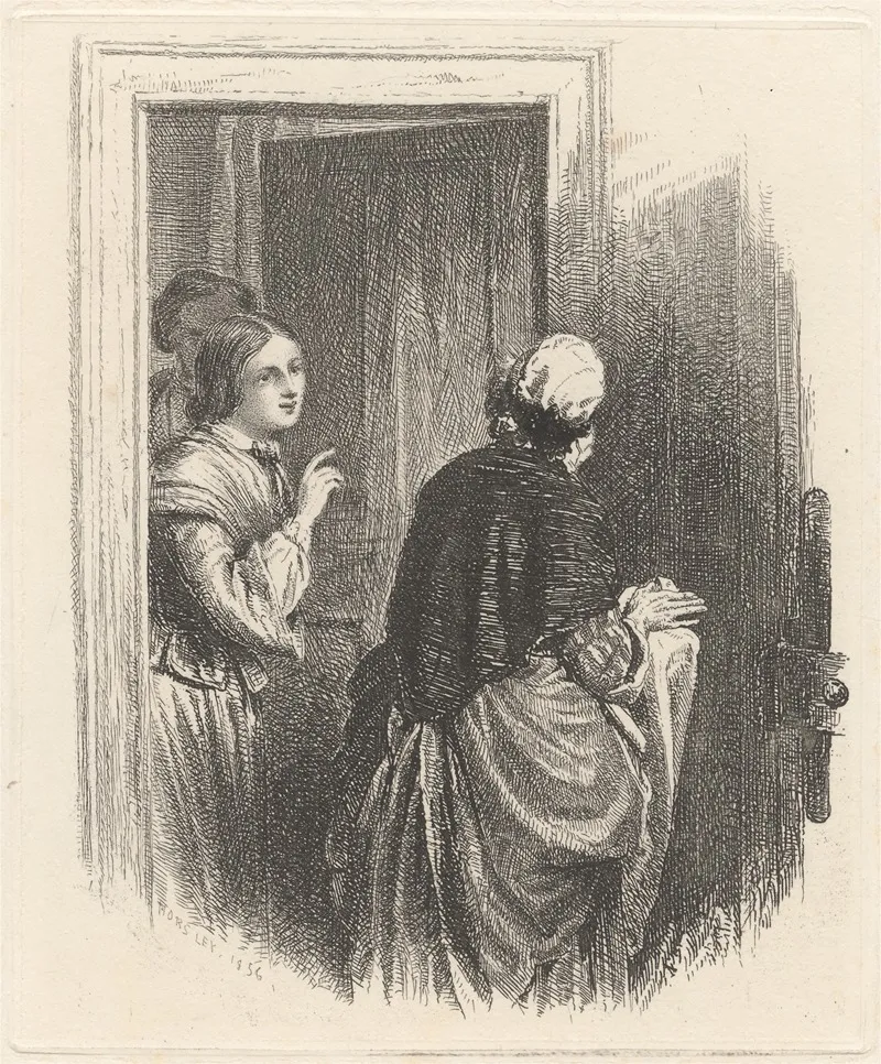 Women At A Door Wall Art by John Callcott Horsley - High-Resolution Digital Print
