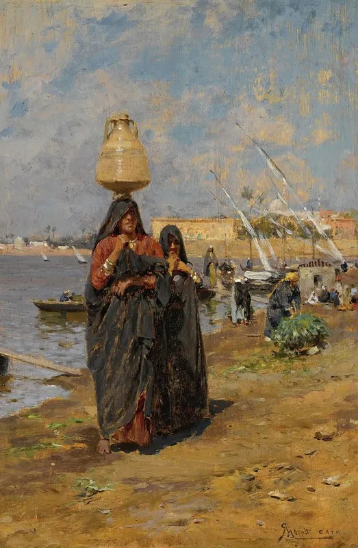 Women By The Nile Wall Art by Augusto Lovatti - High-Resolution Digital Print
