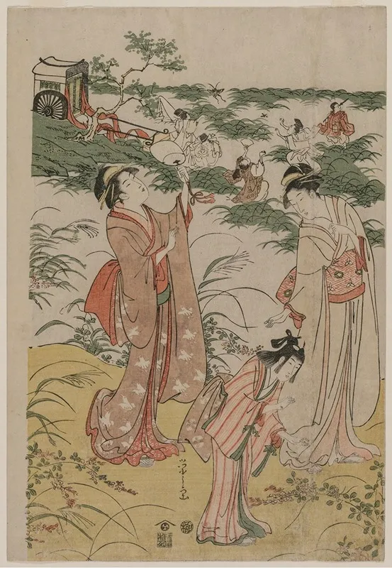 Women Chasing Crickets On An Autumn Moor