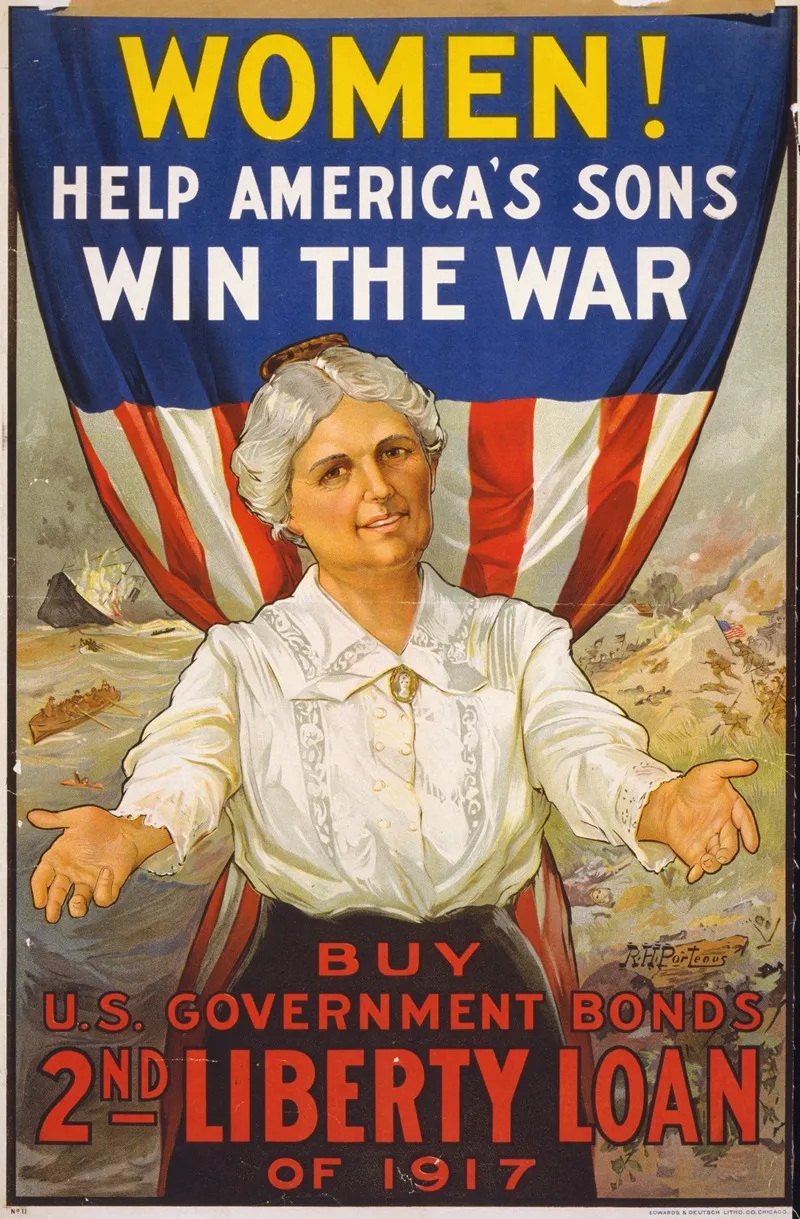 Women Help Americas Sons Win The War Buy U S Government Bonds Wall Art by R.H. Porteus - High-Resolution Digital Print
