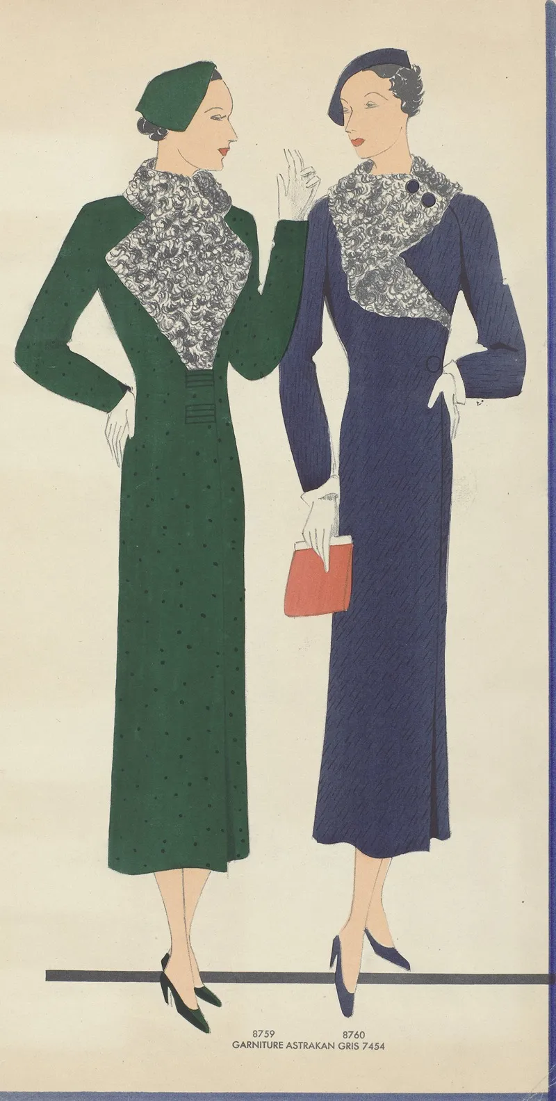 Women In Dresses With Astrakhan Trim