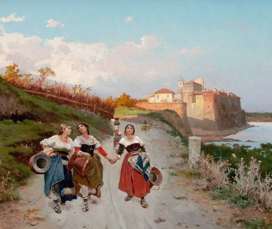 Women On A Country Road Wall Art by Fabio Cipolla - High-Resolution Digital Print
