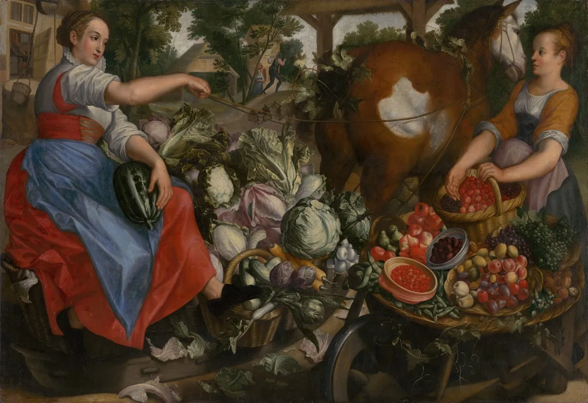 Women With Vegetables Wall Art by circle of Joachim Beuckelaer - High-Resolution Digital Print