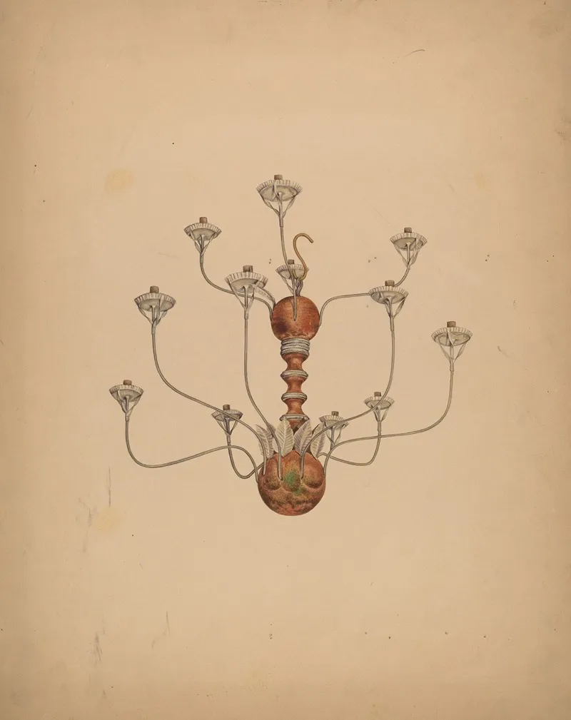 Wood And Tin Chandelier